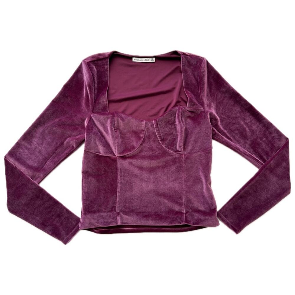 Abercrombie Velvet Corset Long Sleeve Top
